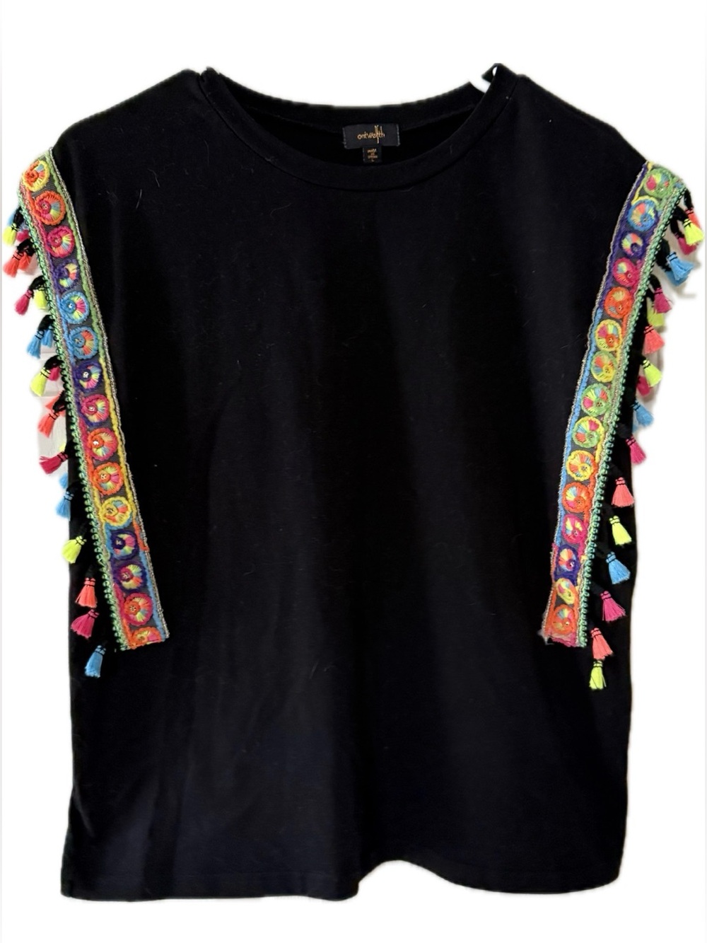 Black Tassel Trim Sleeveless Top